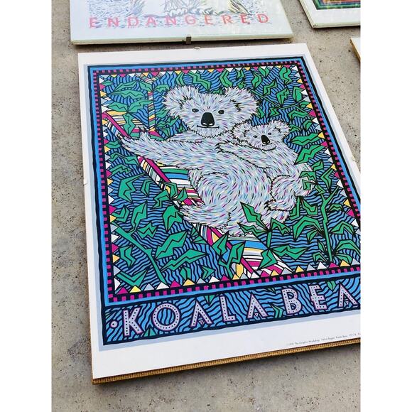 1991 Framed Prints Made Haiti Graphique de France Graphic Elephant Polar Bear - Picture 5 of 12